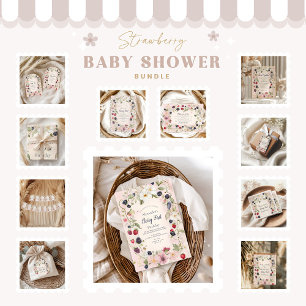  Strawberry Berry First 1st Birthday Party  Invitation