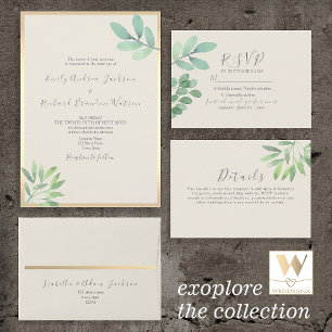 Eucalyptus Greenery Gold Wedding All In One Invitation