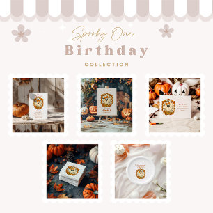 Sunflower Lace Ghost Halloween 1st Birthday Invitation