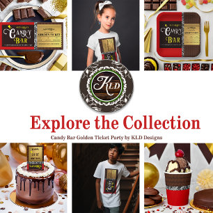 Personalised Candy Bar Golden Ticket Party Paper Plate