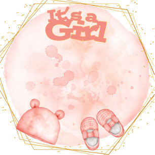 It's A Girl in Pink Coral And Gold Baby Shower Invitation