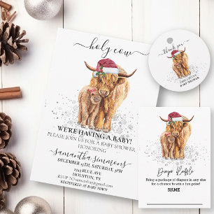 Holy Cow Highland Calf Baby Shower Christmas Invitation