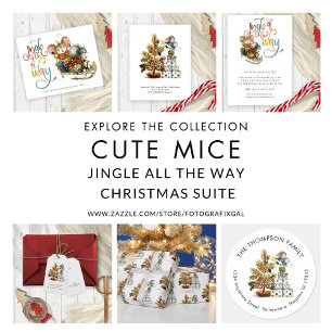 Fun Cute Mice Sleighing Merry Christmas Y'All Name Holiday Card