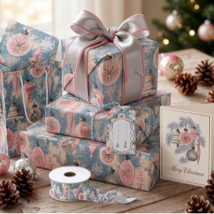 Pastel Nostalgia: Mid-Century Glass Ornaments Holiday Card