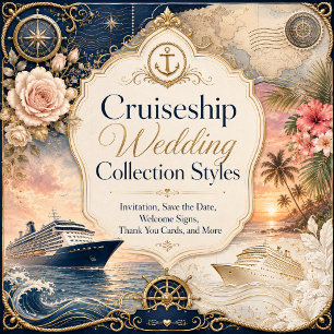 Romantic Cruise Wedding Voyage Rose Luxe  Invitation