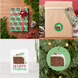 British Christmas Cake Slice Festive Holiday Food  Classic Round Sticker