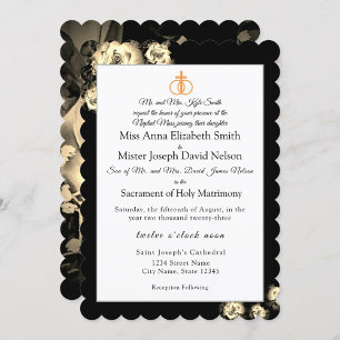Elegant Roses Catholic Wedding Invitation