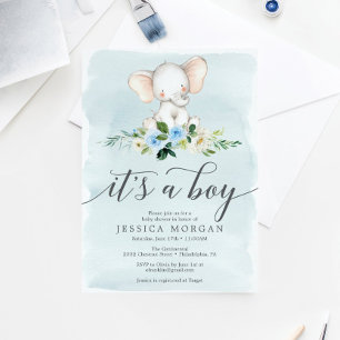 Blue Elephant Virtual Baby Shower Invitation