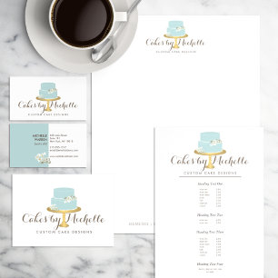 Elegant Blue Cake with Florals Cake Decorating Flyer