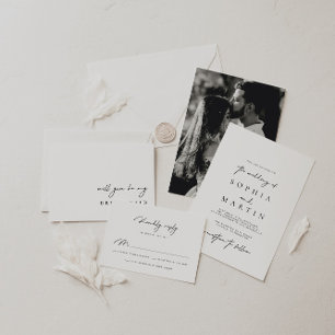 Modern Black White Elegant Minimalist Wedding Menu