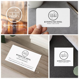 Modern Dentist Teeth White Logo Window Cling