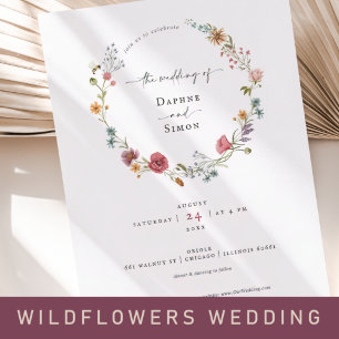 Elegant Boho Wildflower Florals Wedding Invitation
