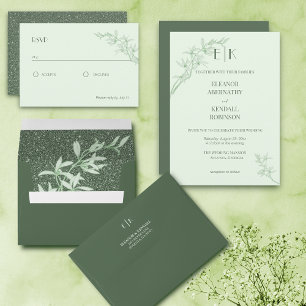 Timeless Flower Monogram All In One Wedding Invita Invitation