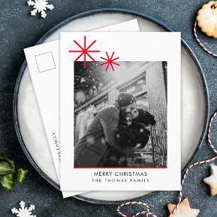 Minimal Elegant Christmas Grey Red Return Address  Wrap Around Label