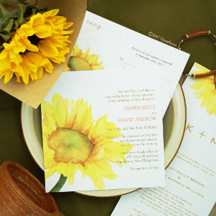 Southern Sunflowers Fall Wedding Invitation