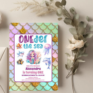 Budget Mermaid 1st Birthday Party  Flyer