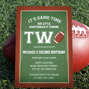 Football Second Birthday Party Invitation