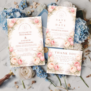 Elegant Blush Tulip Floral Wedding Invitation