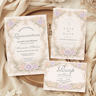 Lavender Blush Baroque Quinceañera Save The Date