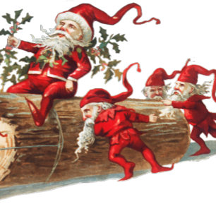 Christmas Red Elves Beautiful Silver Classic Round Sticker