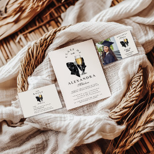 Pearl Champagne Glass Graduation RSVP Card