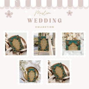 Emerald Gold Islamic Wedding Thank You Card