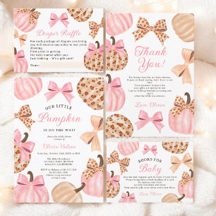 Coquette Pink Bow Leopard books for baby shower Enclosure Card