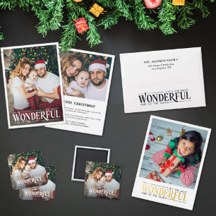 Most wonderful time 2 photo fun Christmas Foil Holiday Card