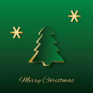 Classy Elegant Gold Green Christmas Tree Holiday Card