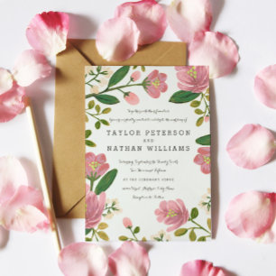 Blush Bouquet Wedding Invitations