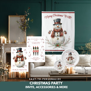 Christmas Snowman Holiday Party  Tapestry