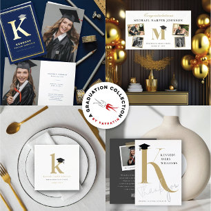Classic Monogram K And Graduation Cap Grad Party Napkin