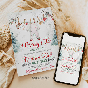 Merry Little Baby Shower Invitation  Santa Baby Wi