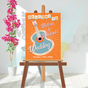 Bold Colourful Cowboy Western Guitar Wedding Invitation