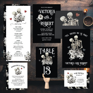 Till death do us Part Skeleton Couple Floral RSVP Business Card