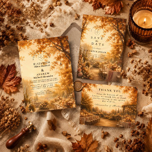 Enchanted Fall Backyard Wedding Thank You Card