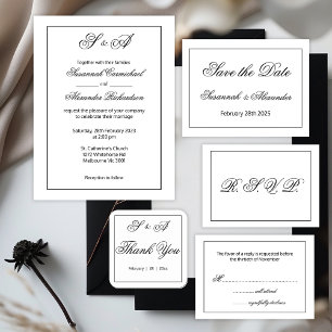 Simple Black and White Elegance Modern Wedding Postcard
