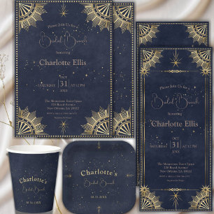 Dark Celestial Sun and Moon Bridal Brunch Shower Invitation