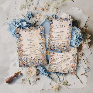 Soft Bohemian Floral Meadow Wedding Invitation