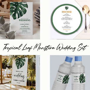 Tropical Palm Leaf  Monstera Wedding Invitation