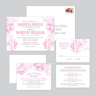 Elegant Fuchsia and Grey Wedding Accommodations Enclosure Card