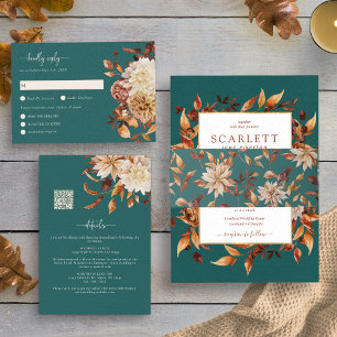 Fall Teal Wedding Invitation