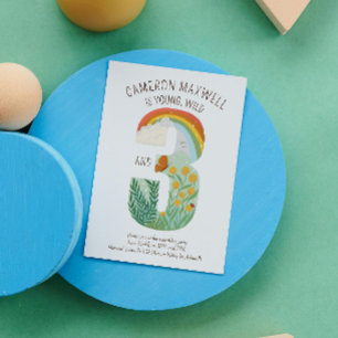 Natural Wonder Young Wild and Three Birthday Classic Round Sticker