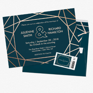 Modern Geometric Diamond Shaped Wedding Invitation