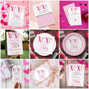 Hugs & Kisses (XOXO) Valentine's Day Bridal Shower Gift Tags