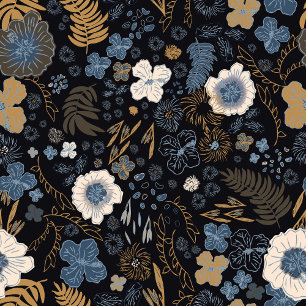 Christmas Tropical Coastal Blue Hibiscus Floral  Cushion