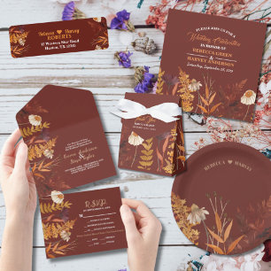 Boho Wildflower Terracotta Autumn Fall wedding Return Address Label