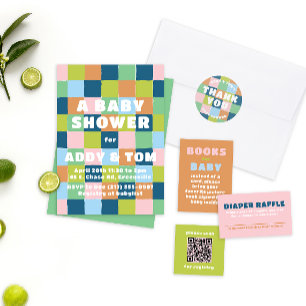 Colourful Fun Gender Neutral Blocks Baby Shower Invitation