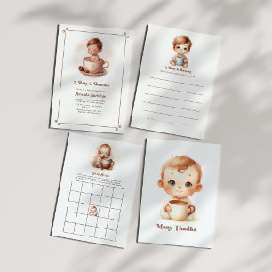 Mocha Mousse Love Is Brewing Coffee Baby Shower Invitation