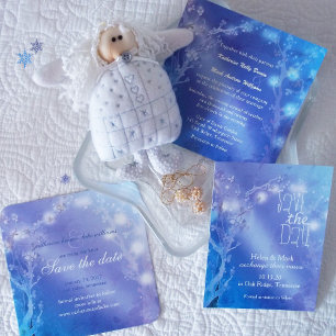 Gate of Dawn Shimmering Blue Wedding Invitation